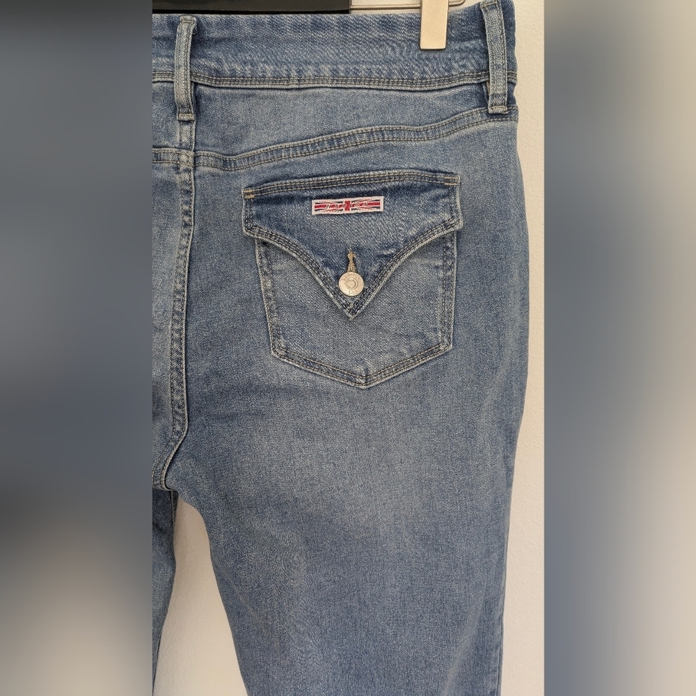 Hudson EUC women's Icey Blue Mid Rise Straight Leg Jeans Size 10 L 28" - Picture 4 of 13